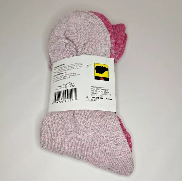 Old East Main Company 2 Pack Women Boot Socks Shoe Size 4-10 Pink Fabric Blend - Picture 2 of 6